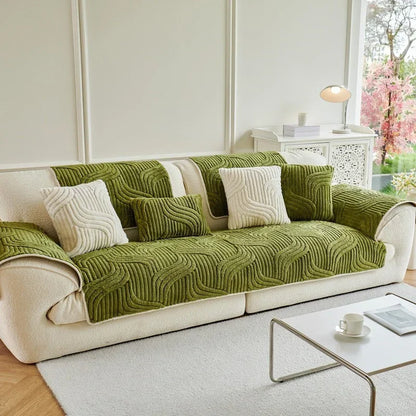 Housse de Canapé à Rayures Ondulées