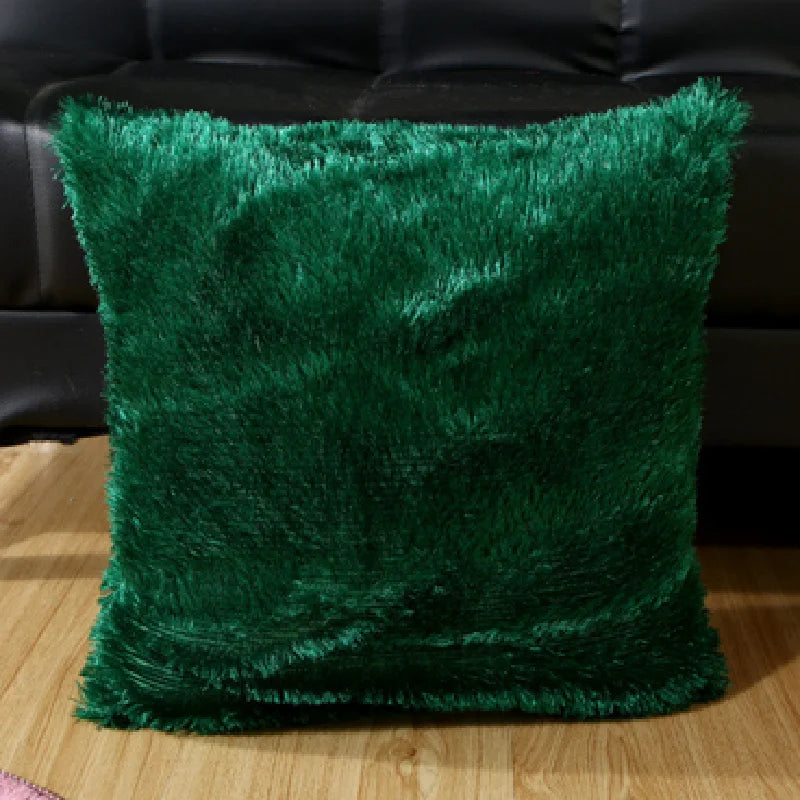 Housse de Coussin en Peluche et Fourrure de velours