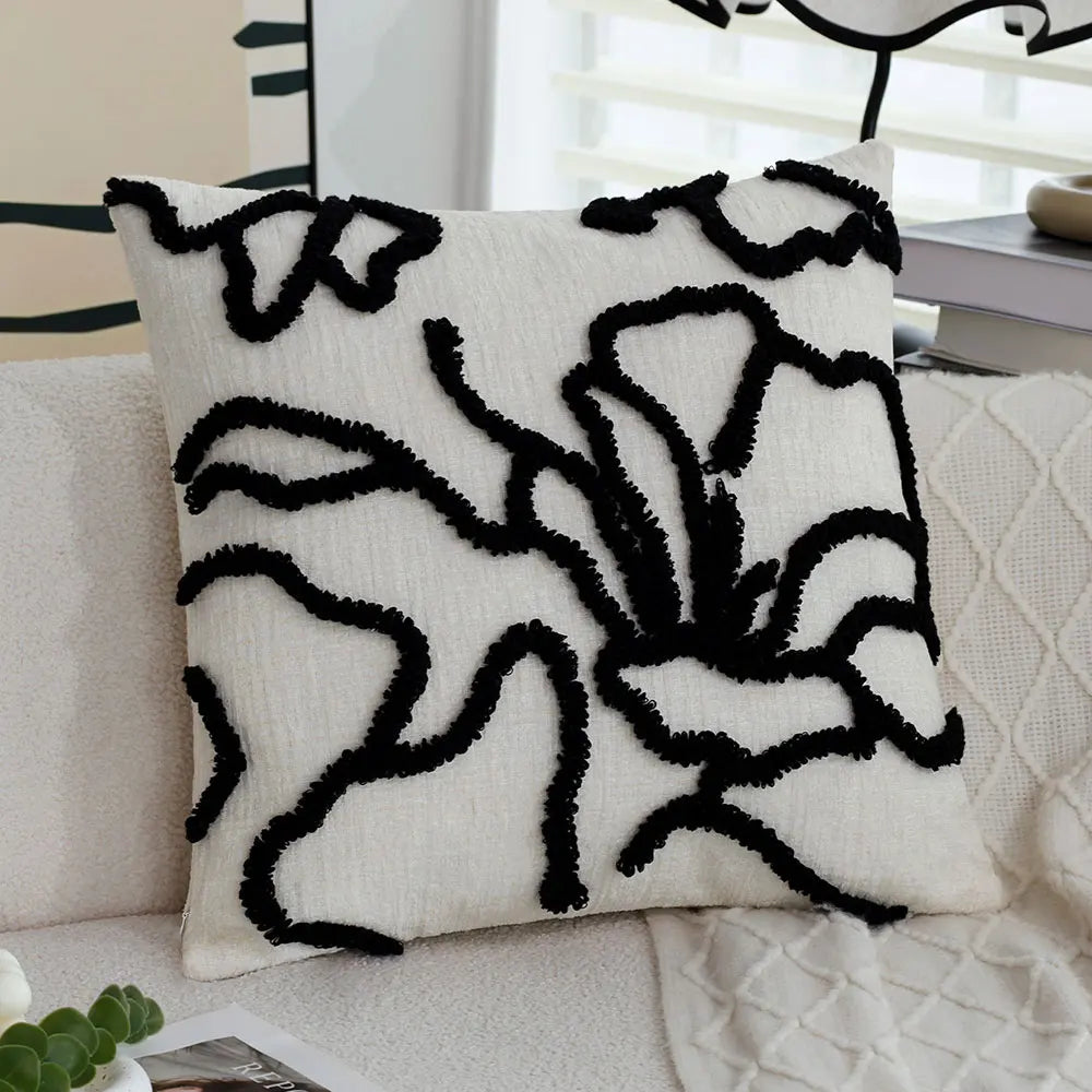 Housse de Coussin Florale touffetée style Bohème