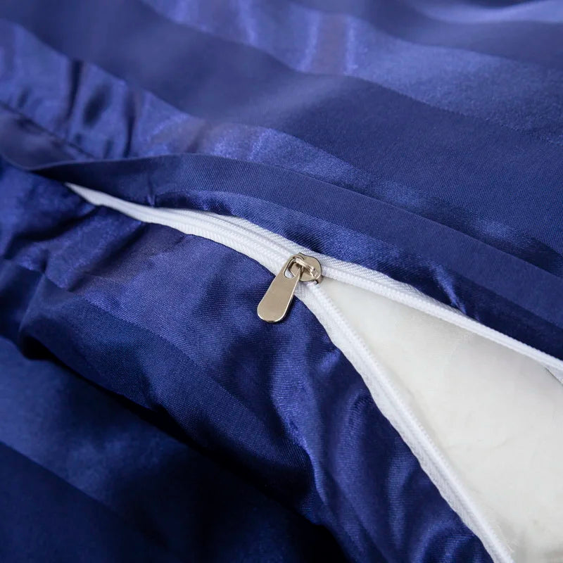 Parure Housse de couette rayée en Satin