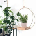 Macramé suspendue en bois naturel - Jardinière