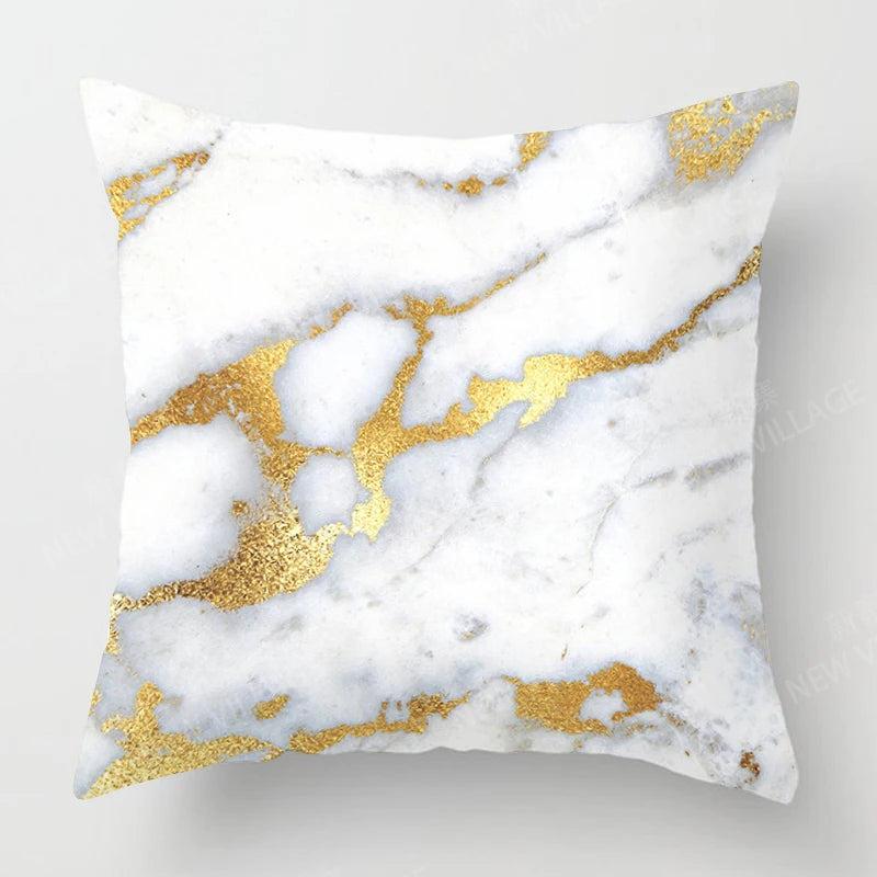 Housse de Coussin Géométrique Marbre