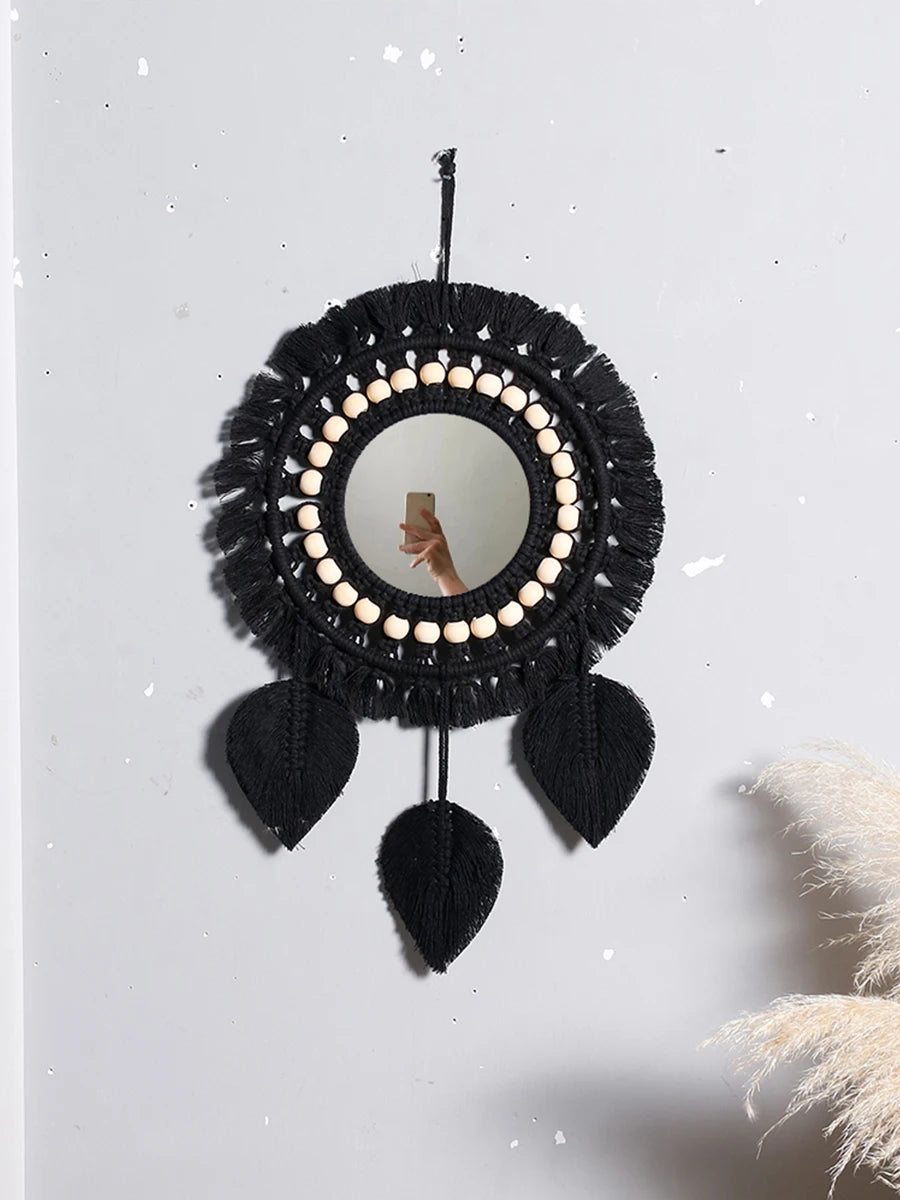 Miroir Décoratif Rond en Macramé