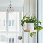Macramé suspendue en bois naturel - Jardinière