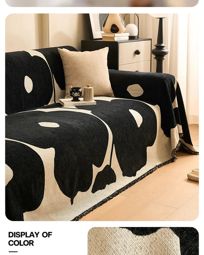 Housse de Canapé en Chenille à Pompon