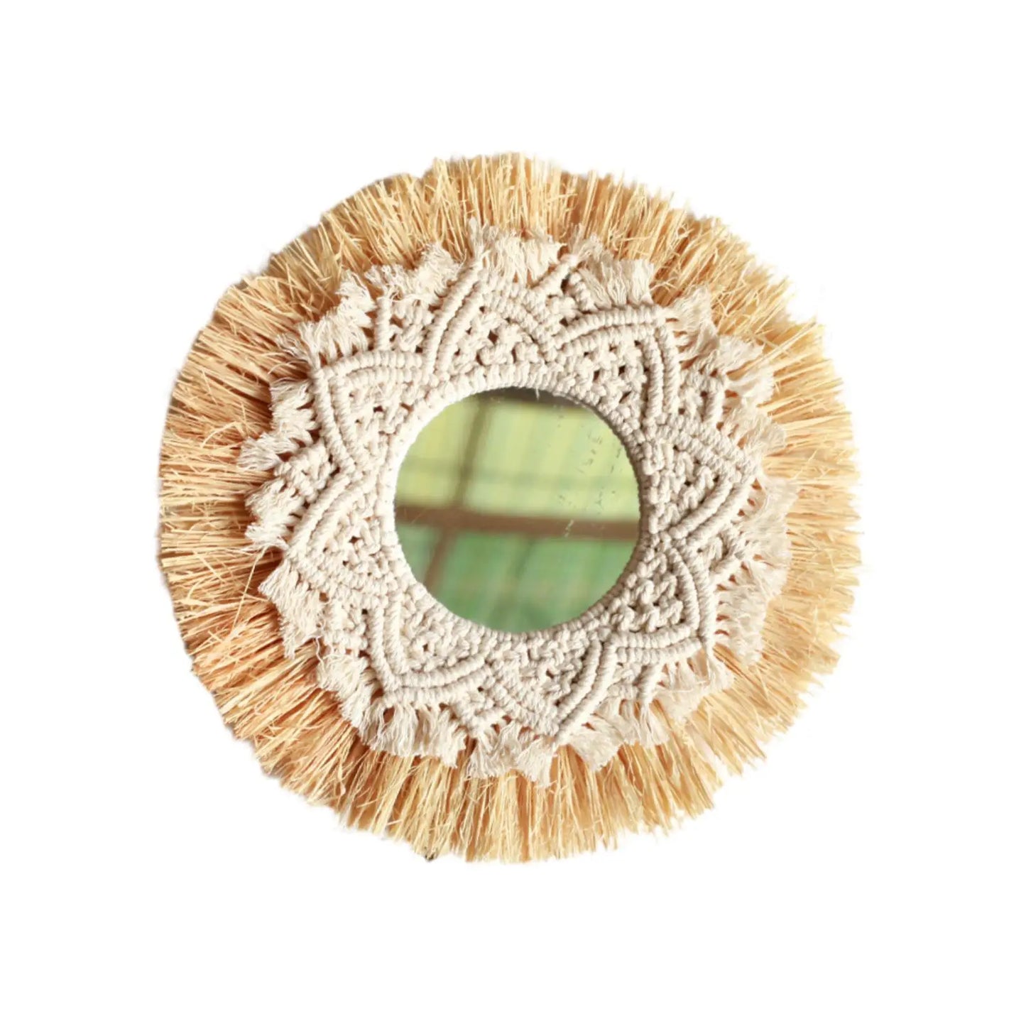 Miroir Décoratif Rond en Macramé