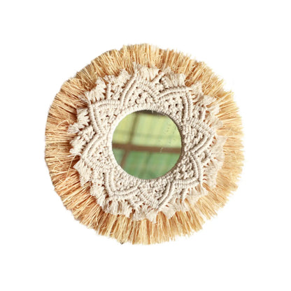 Miroir Décoratif Rond en Macramé