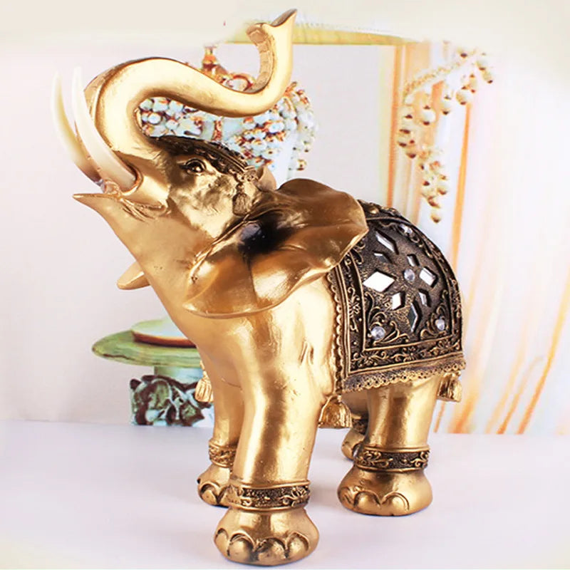 Statue d’éléphant en résine Dorée