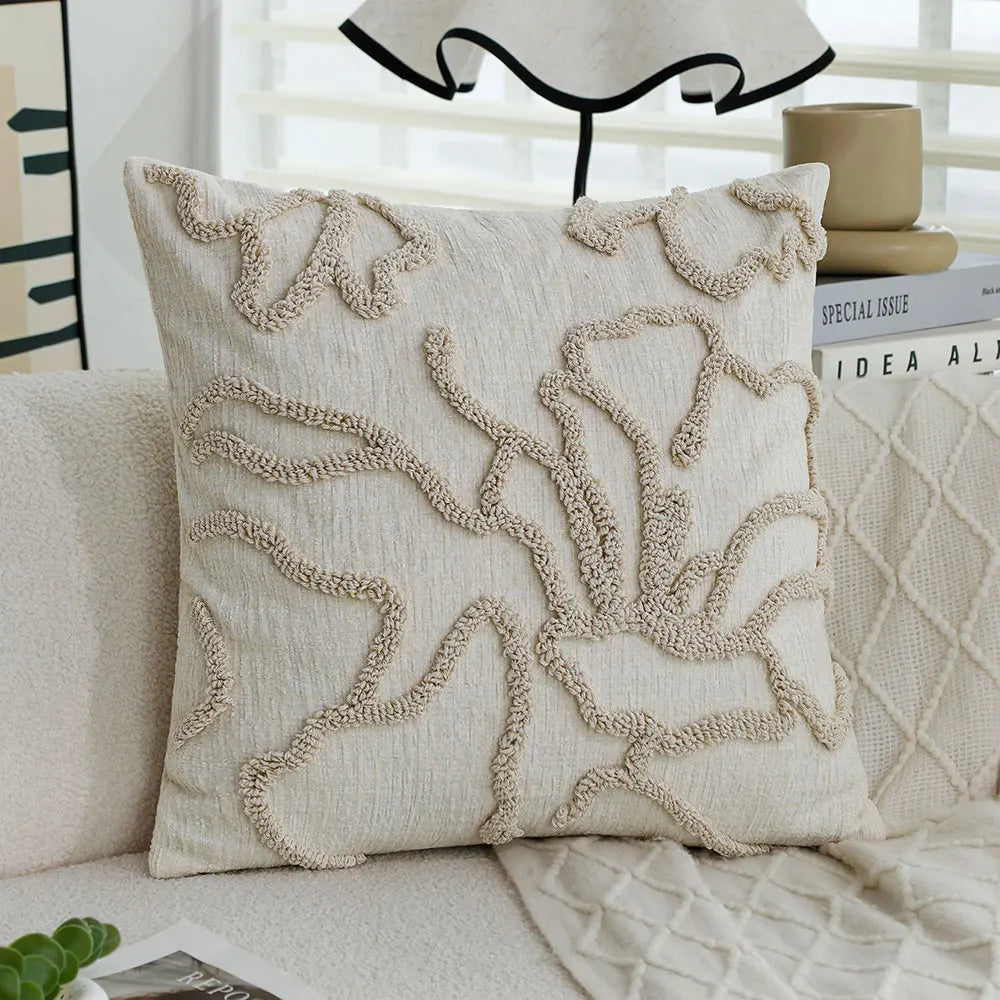 Housse de Coussin Florale touffetée style Bohème
