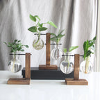 Vase en Verre sur Support Bois
