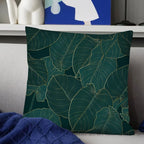 Housse de Coussin Carrée à Motif Feuilles Vertes