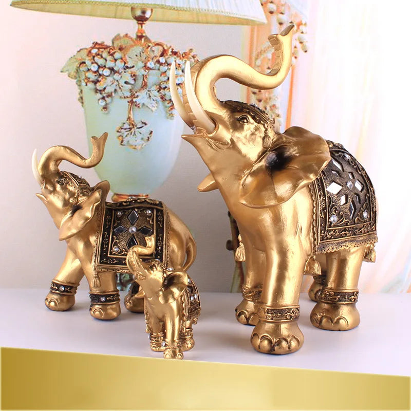 Statue d’éléphant en résine Dorée