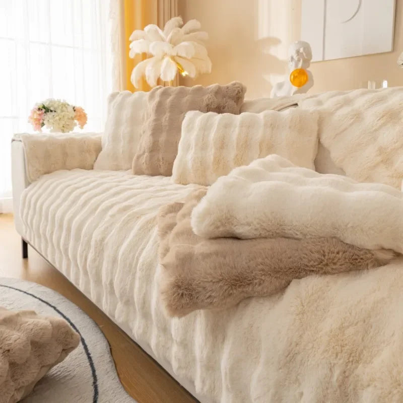 Housse de Canapé en Peluche Epaisse