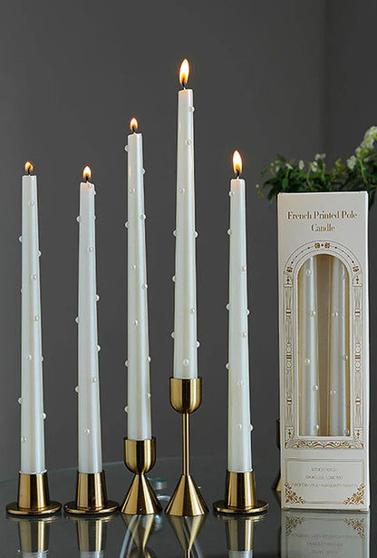 Bougies Romantiques en perles blanches