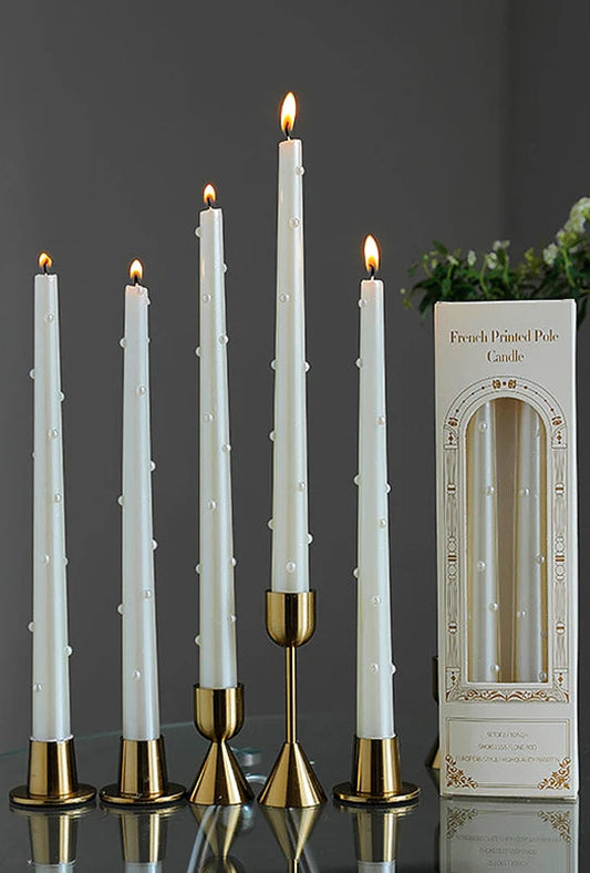 Bougies Romantiques en perles blanches