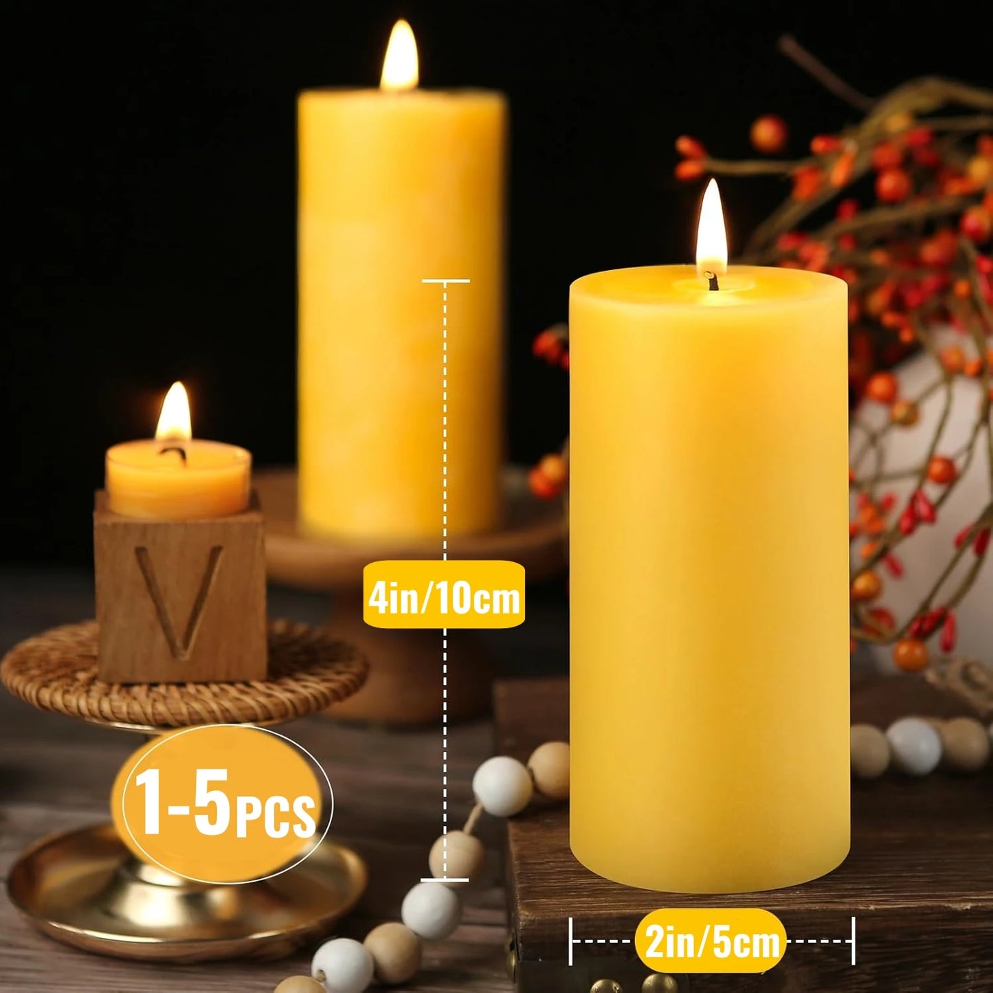 Bougie Pilier de cire d'abeille