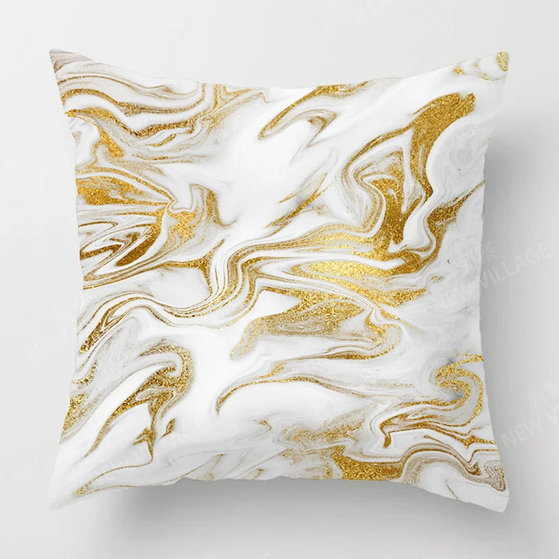 Housse de Coussin Géométrique Marbre