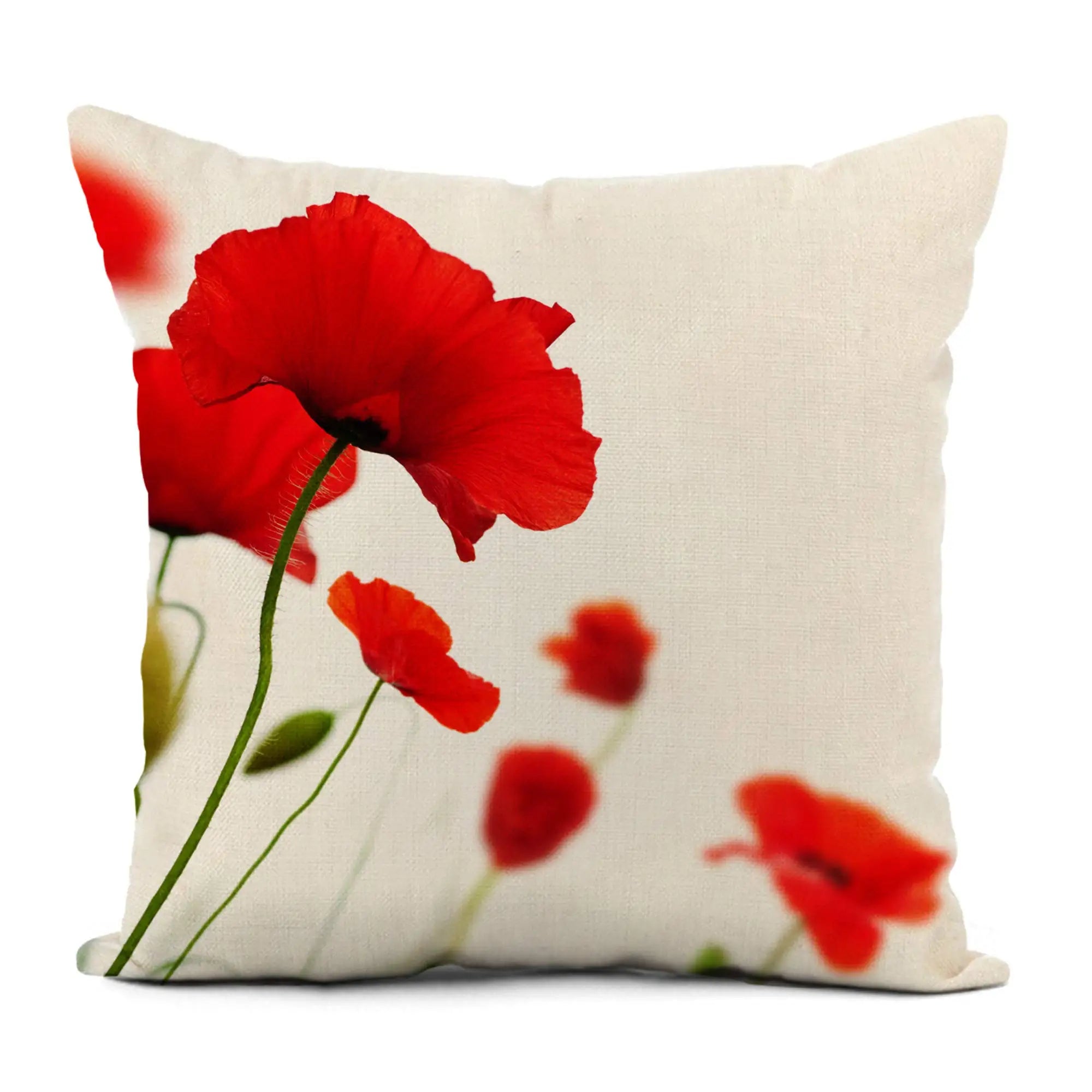 Housse de Coussin en Lin motif de Pavot