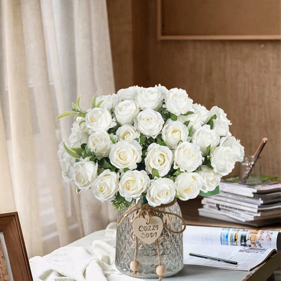 Fleur Artificielle Bouquet de Rose en Soie