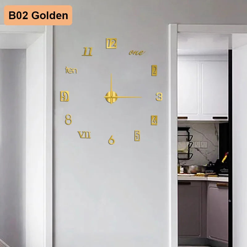 Grande Horloge Murale 3D silencieuse