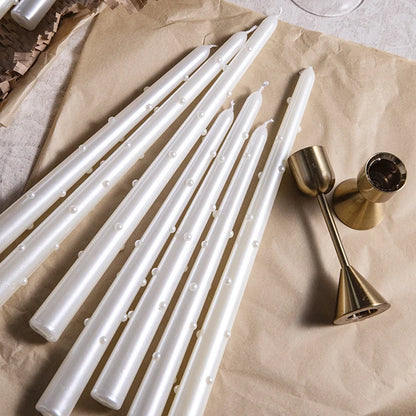 Bougies Romantiques en perles blanches