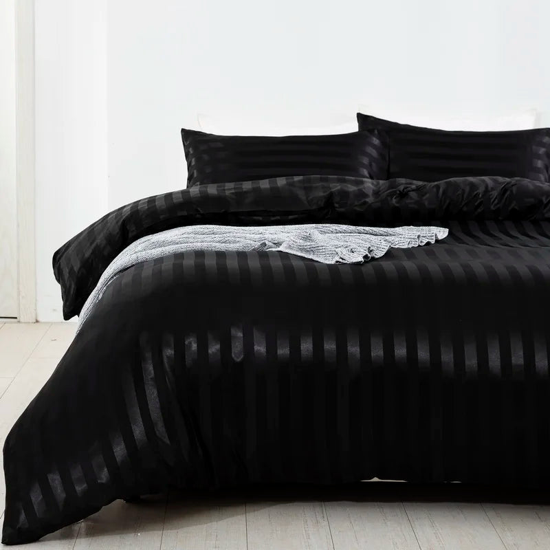 Parure Housse de couette rayée en Satin