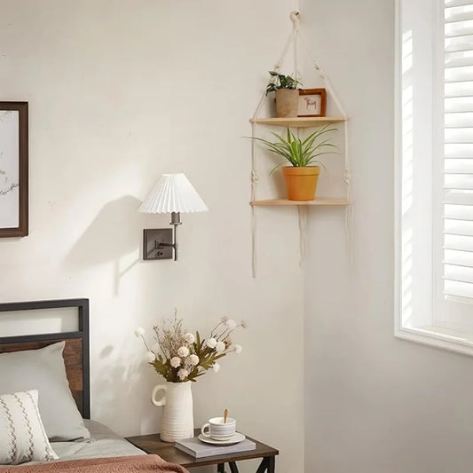 Macramé Etagère Murale d'angle