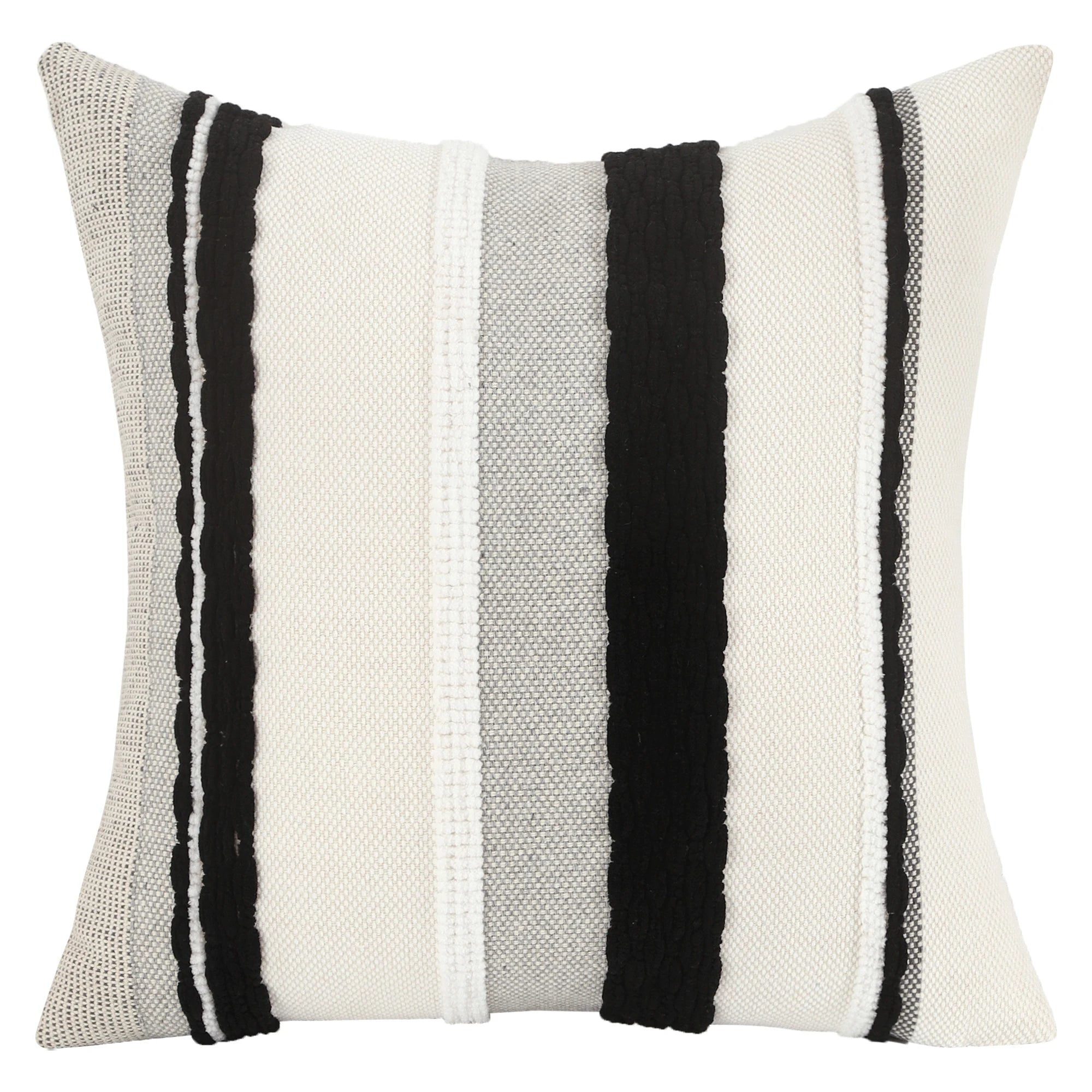 Housse de Coussin Bohème en chenille rayée