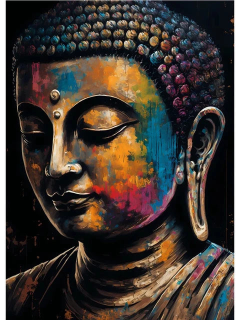 Tableau Moderne Bouddha Abstrait Coloré