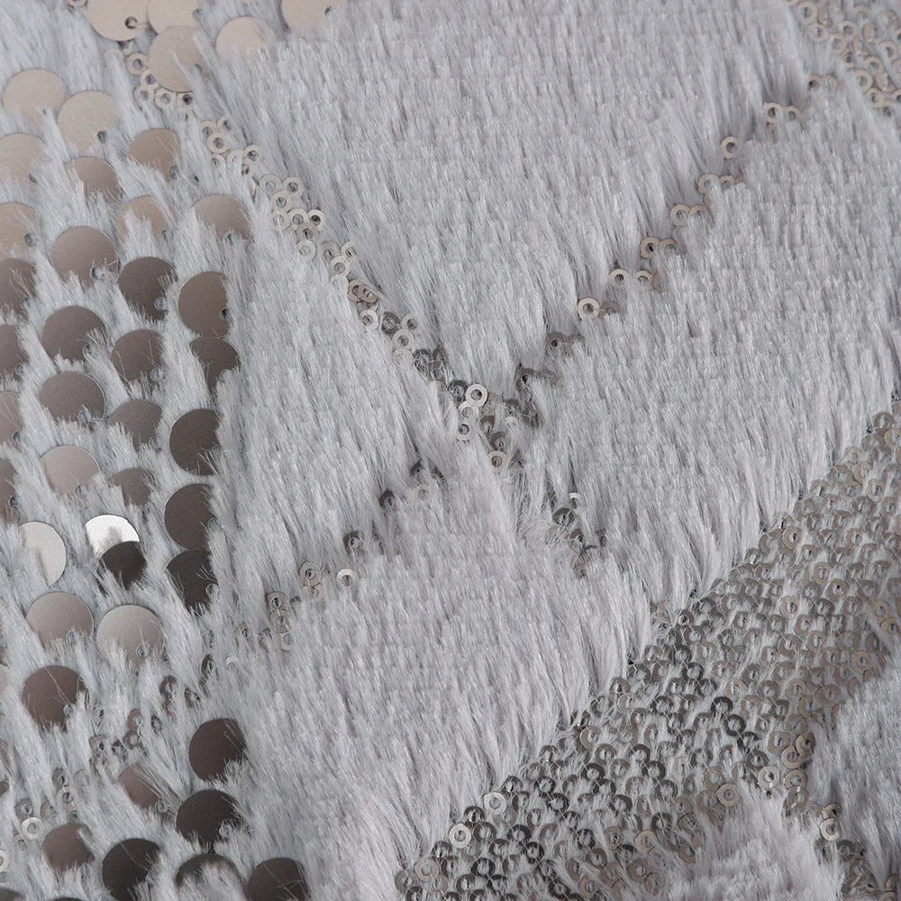 Housse de Coussin en Fourrure à paillettes