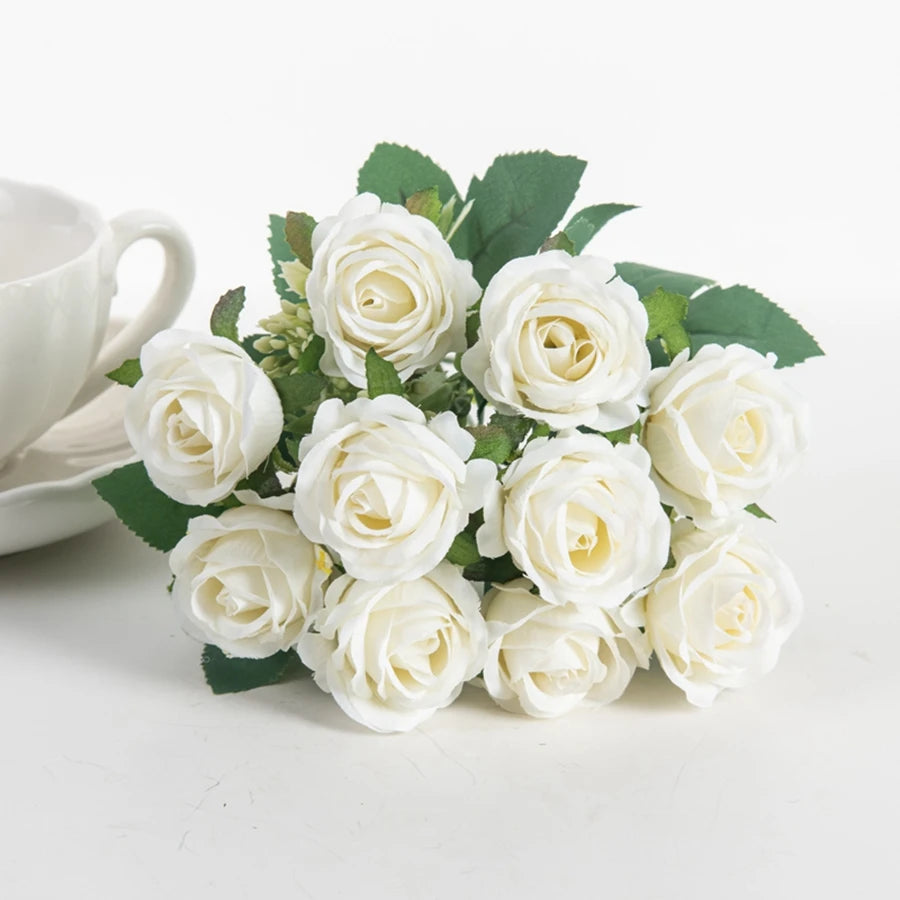 Fleur Artificielle Bouquet de Rose en Soie