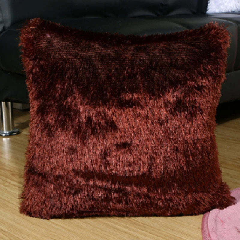 Housse de Coussin en Peluche et Fourrure de velours