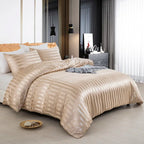 Parure Housse de couette rayée en Satin