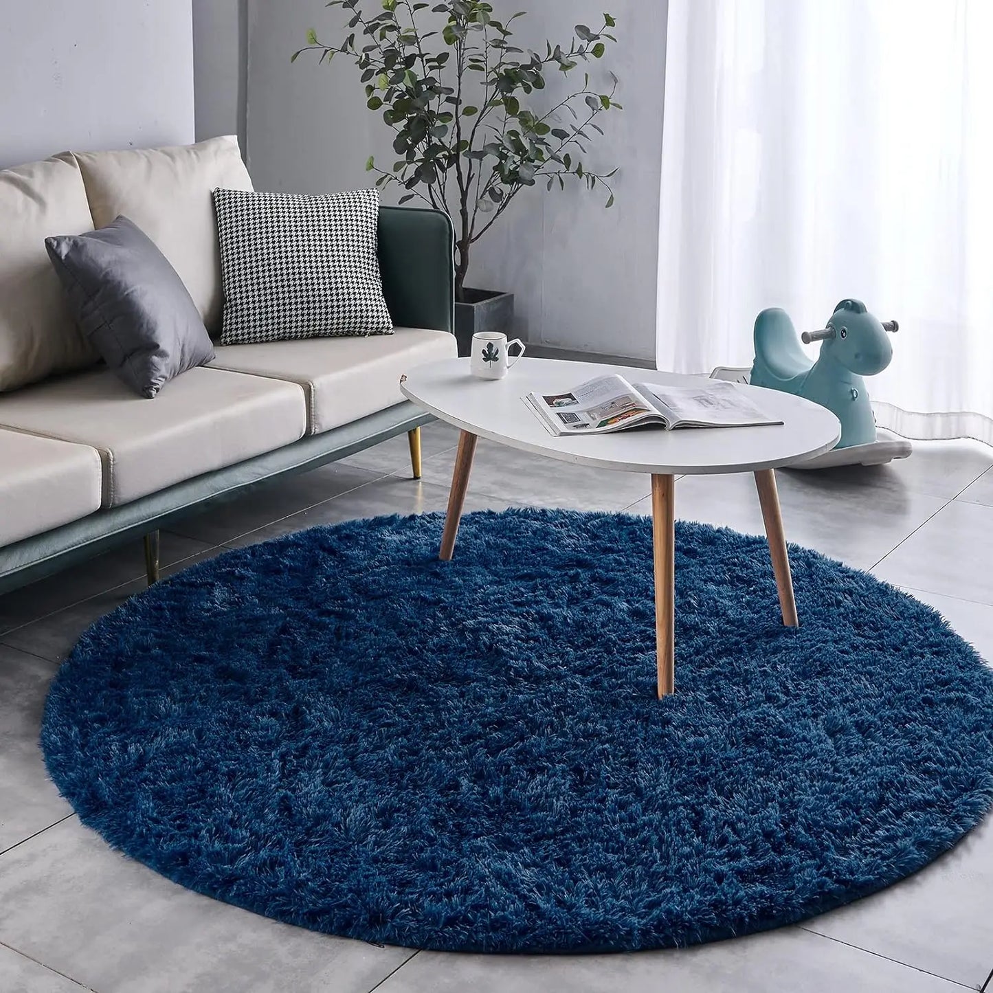 Tapis Rond en Peluche