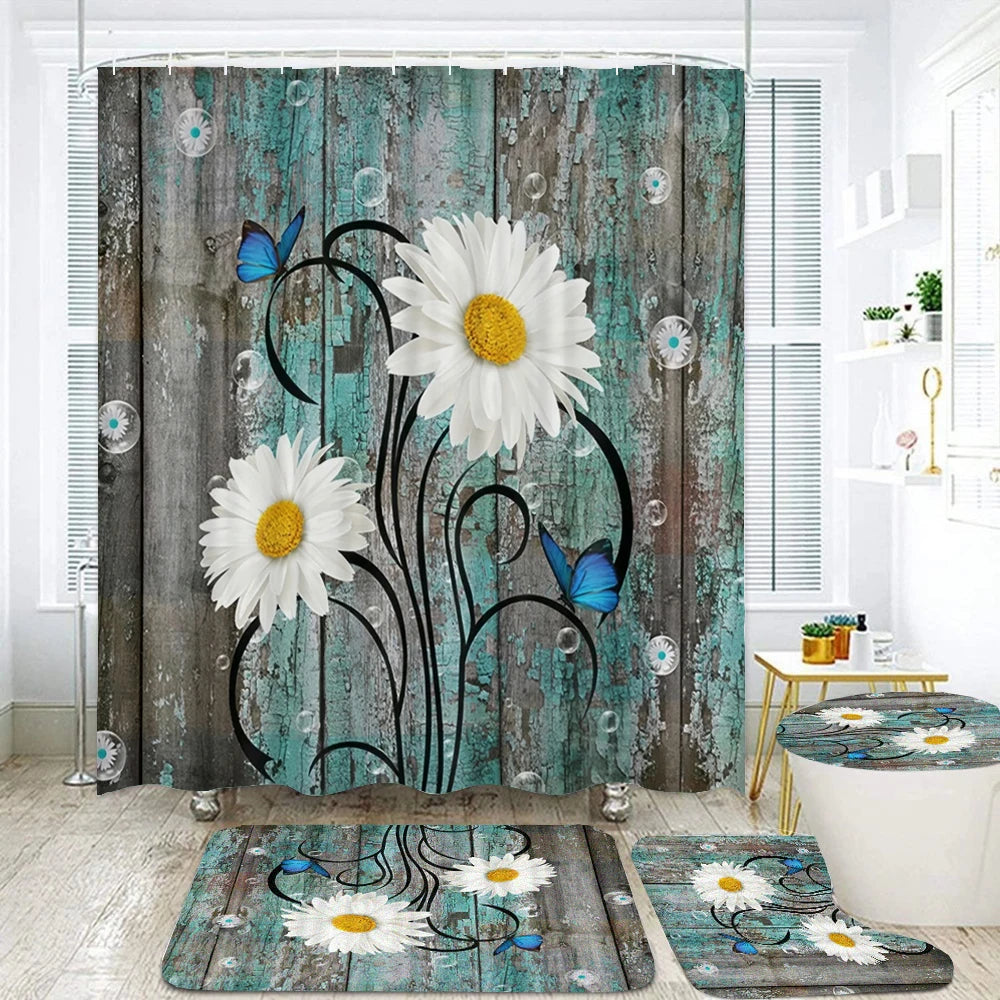 Rideau de Douche en Tissu Fleur