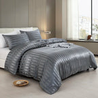 Parure Housse de couette rayée en Satin
