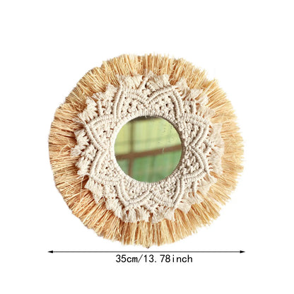 Miroir Décoratif Rond en Macramé