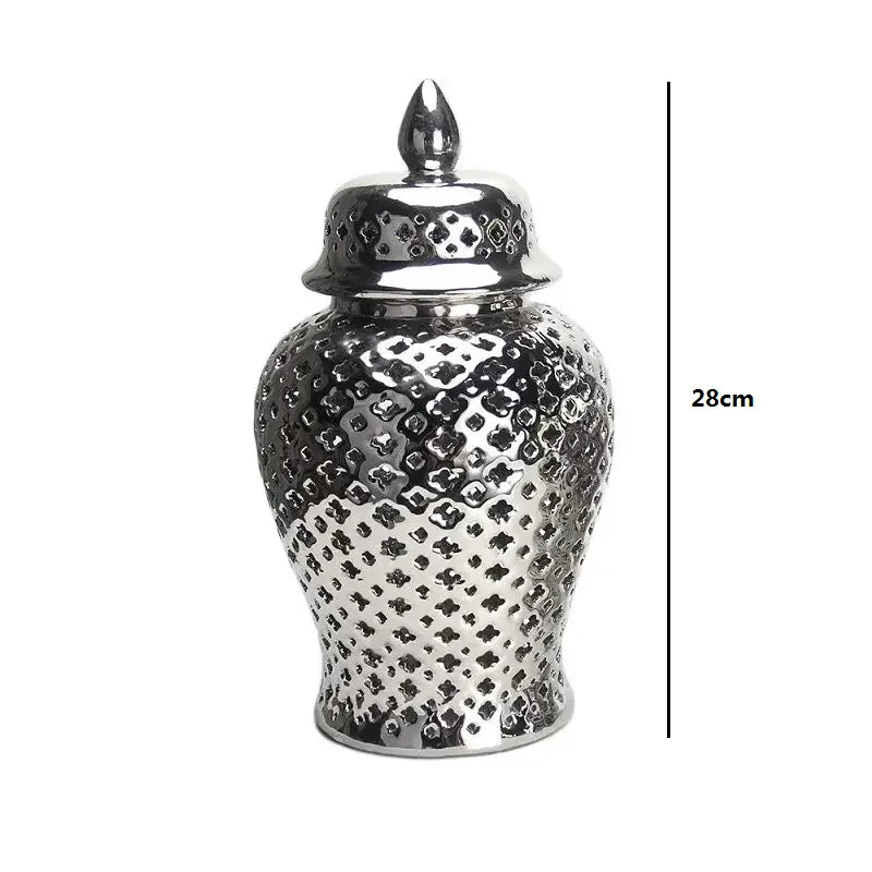 Vase en Céramique Doré Ajouré avec couvercle