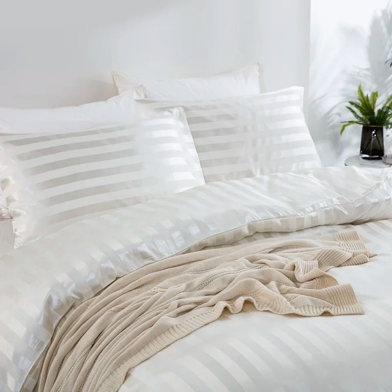 Parure Housse de couette rayée en Satin