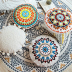 Housse de Coussin Ronde Ethnique Marocaine