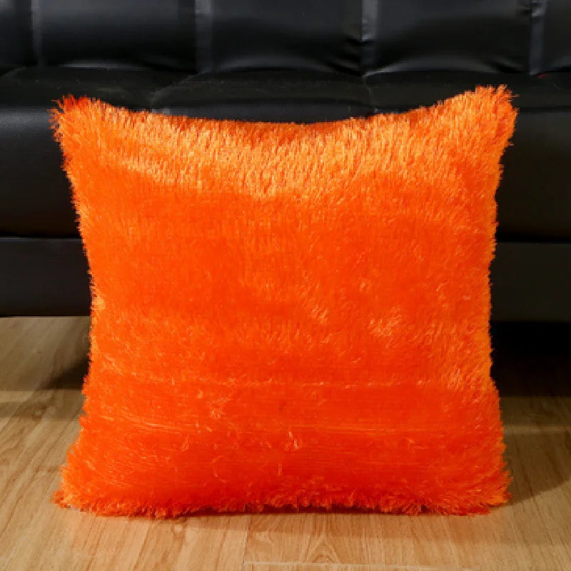 Housse de Coussin en Peluche et Fourrure de velours