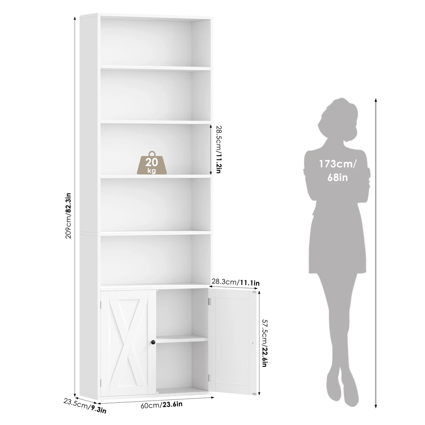 Bibliothèque de Rangement 2 Portes