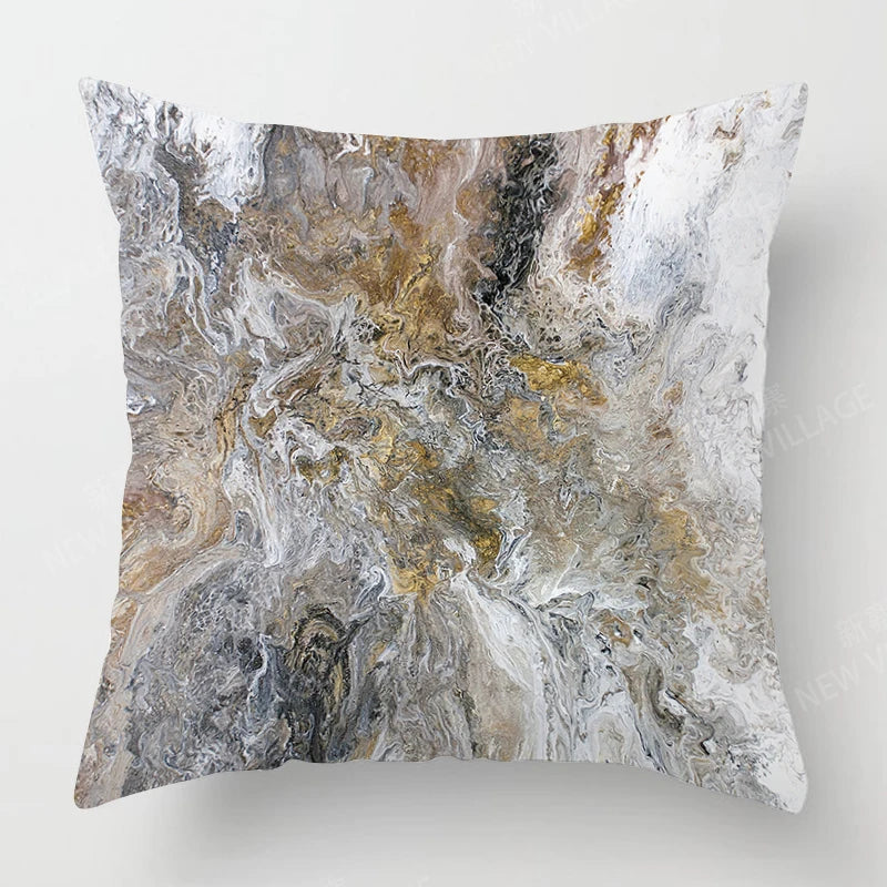 Housse de Coussin Géométrique Marbre