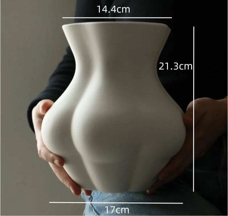 Vase en Céramique Blanc mat forme corps humain