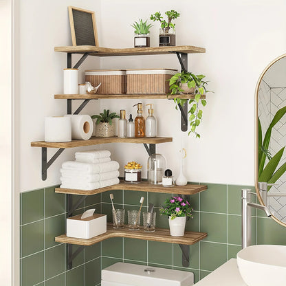 Étagère Murale d'Angle Rustique