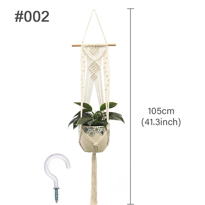 Macramé Mural Porte plantes - Paniers suspendus