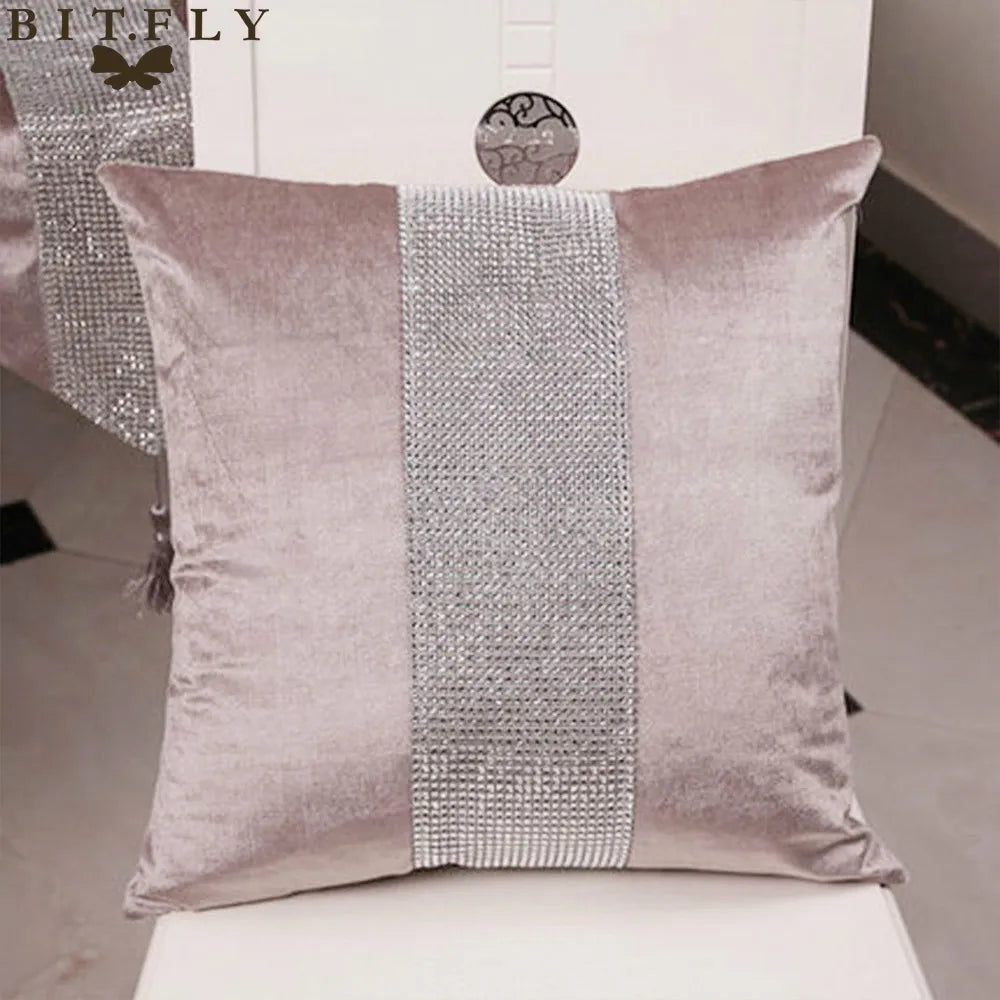 Housses de Coussin Décoratives à Paillettes et Strass