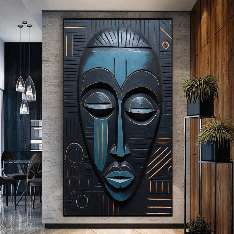 Tableau Moderne Masque Tribal Africain