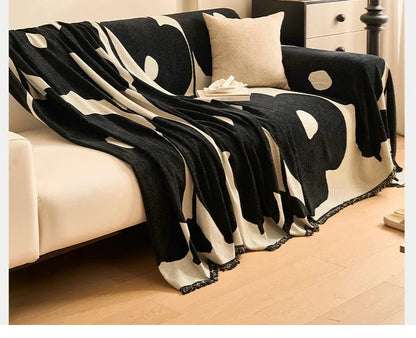 Housse de Canapé en Chenille à Pompon