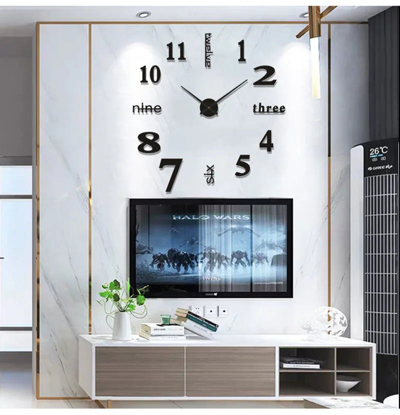 Grande Horloge Murale 3D silencieuse